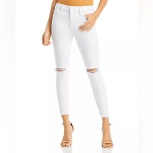 Pistola Solid White Distressed Ankle Skinny Jeans 26